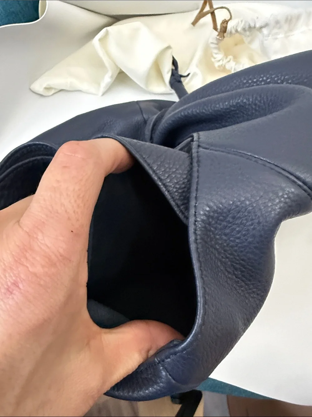 HOBO Dark Blue Pebbled Leather Hobo Bag